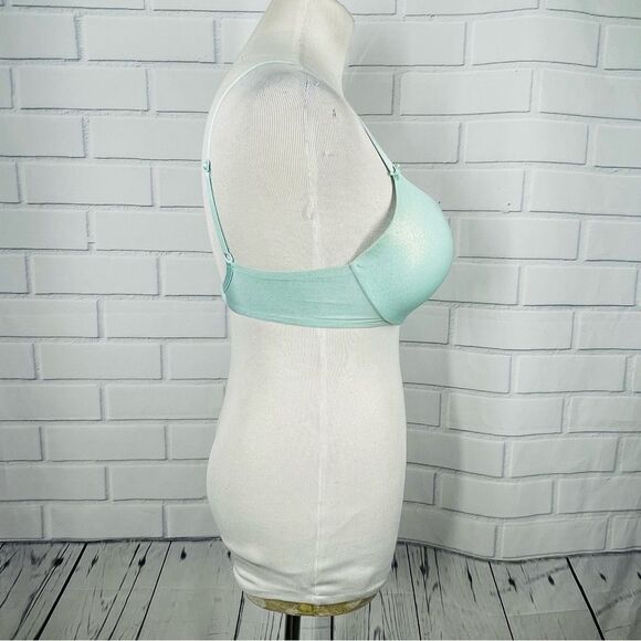 Victoria's Secret Mint Sparkle Plunge Push Up Bra - Size 34C - Picture 6 of 14